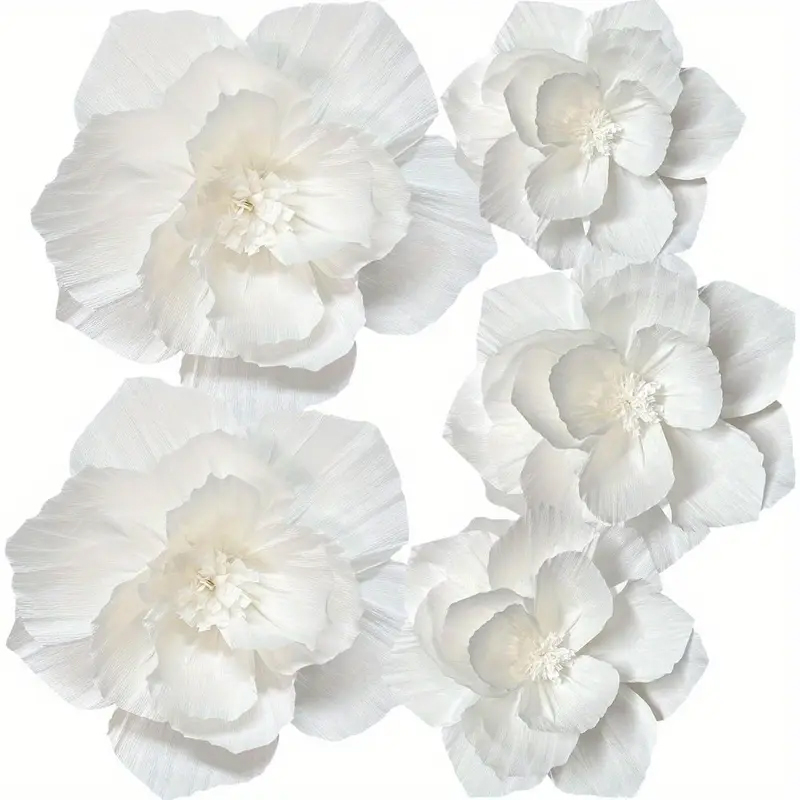 Wedding Power Supply - 5 Packs of White Paper Flowers,