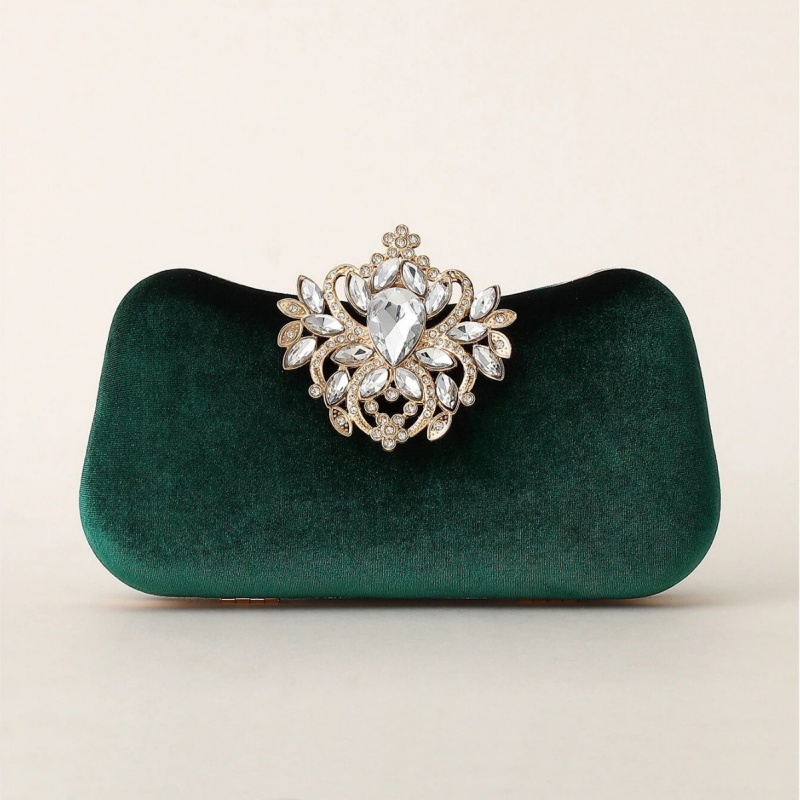 Wedding Vendor - Dark Green Velvet Clutch Bag Luxury