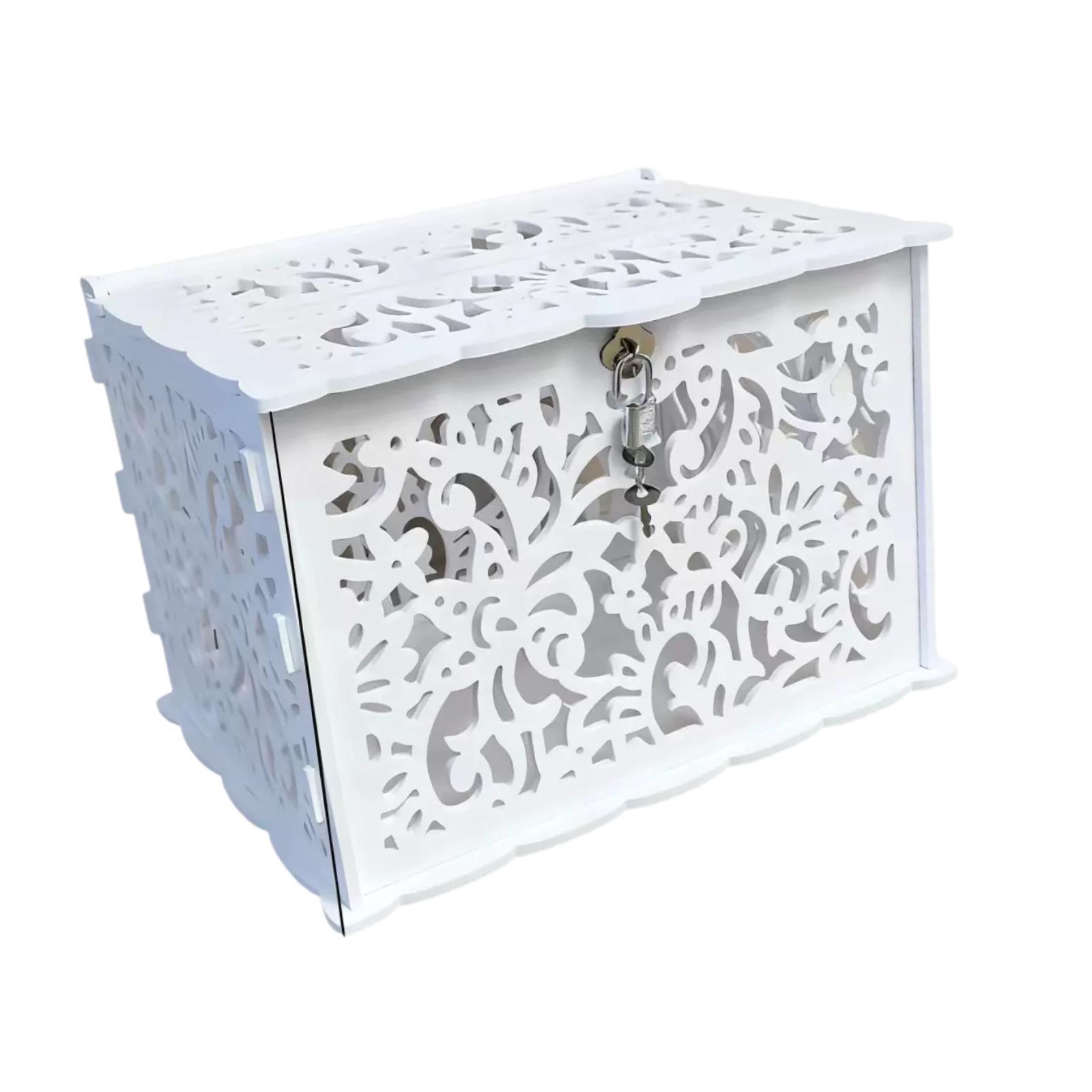 Wedding Card Box - Elegant White Wedding Cards Box with