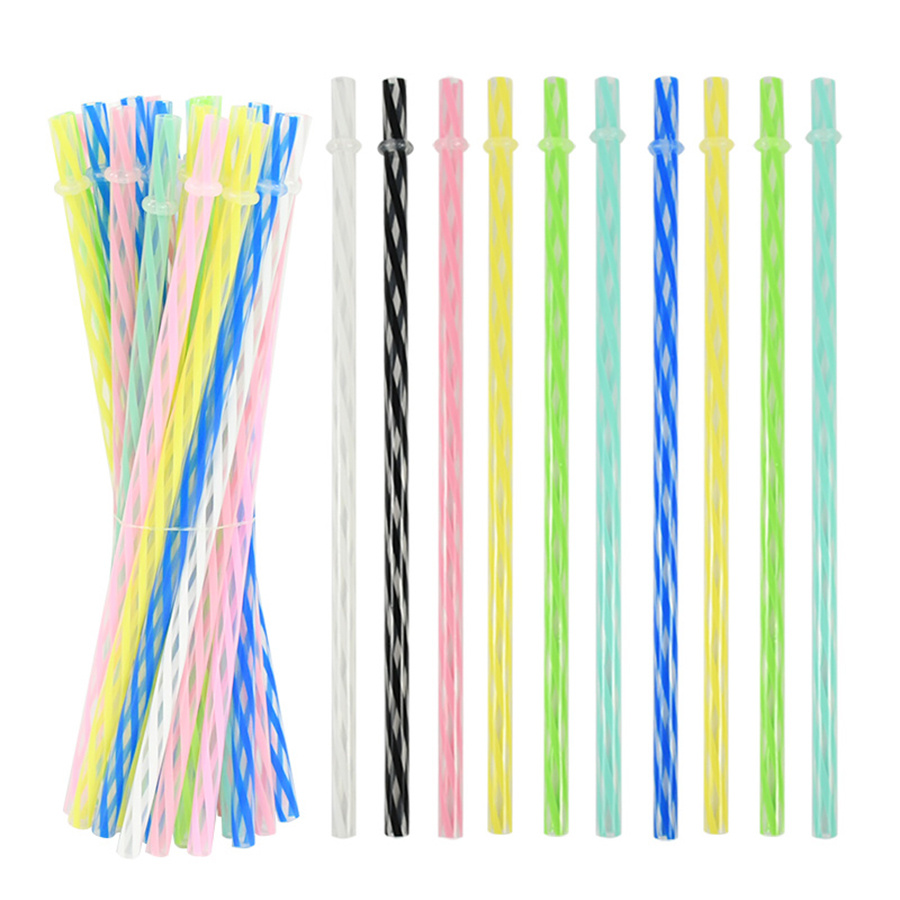 Wedding Supply In Bulk - 25Pcs Colorful Striped Reusable Plastic Straws