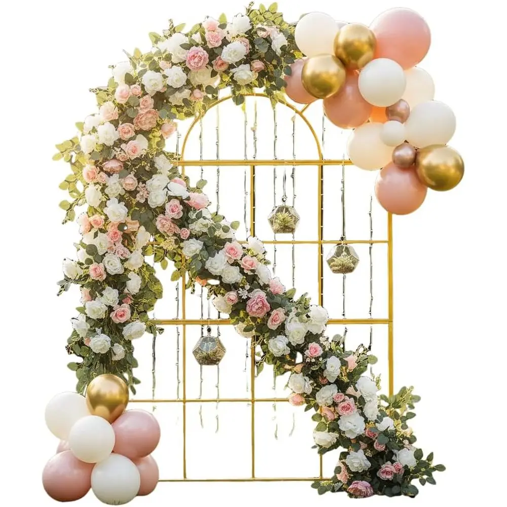 Wedding Balloon Arch - Gold Metal Wedding Arches, 6.5ft Tall