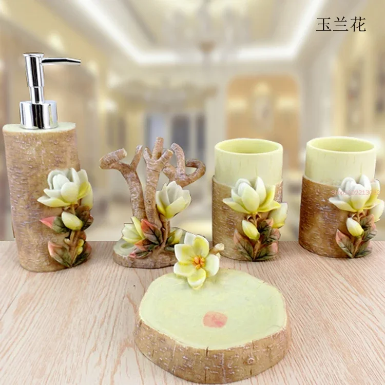 Wedding Bathroom Supply Kit - 5pcs/set Resin Bathroom Accessories Kit Wash