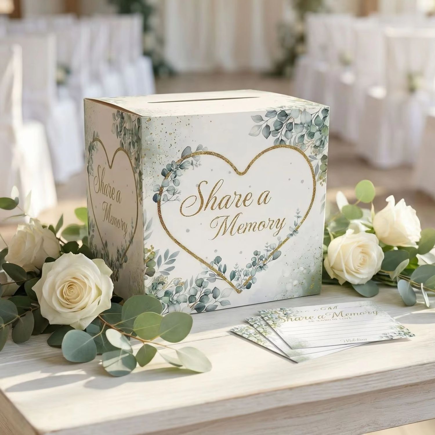 Wedding Card Box - White Floral Wedding Card Box Bridal