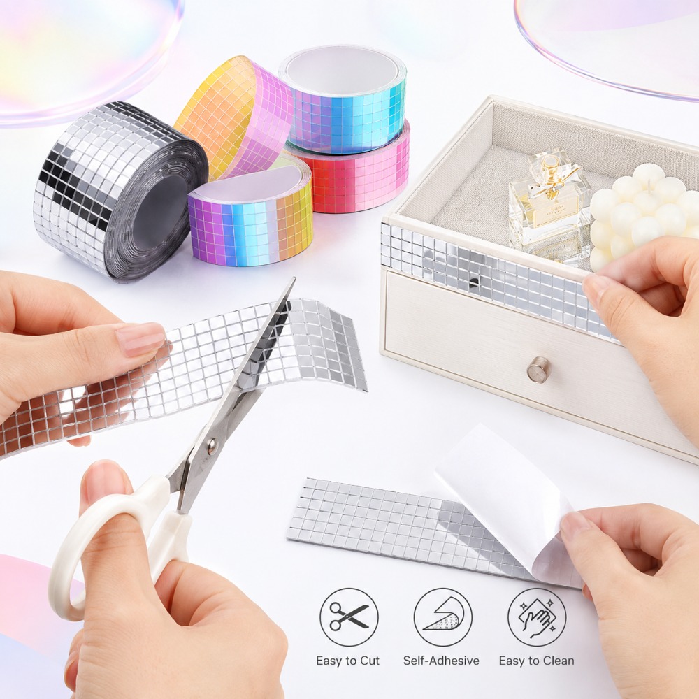 Wedding Bathroom Supply Kit - Mini Square Mirror Mosaic Tiles Self