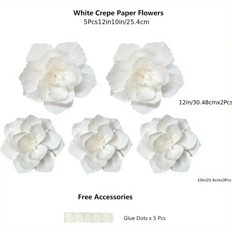 5 Packs of White Paper Flowers - Wedding Power Supply recension och pris