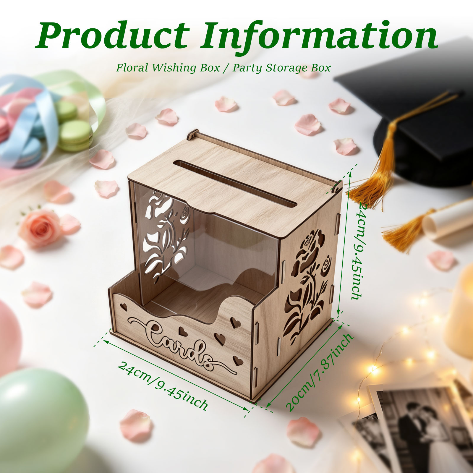 Wooden Party Card Box with Acr - Wedding Card Box recension och pris