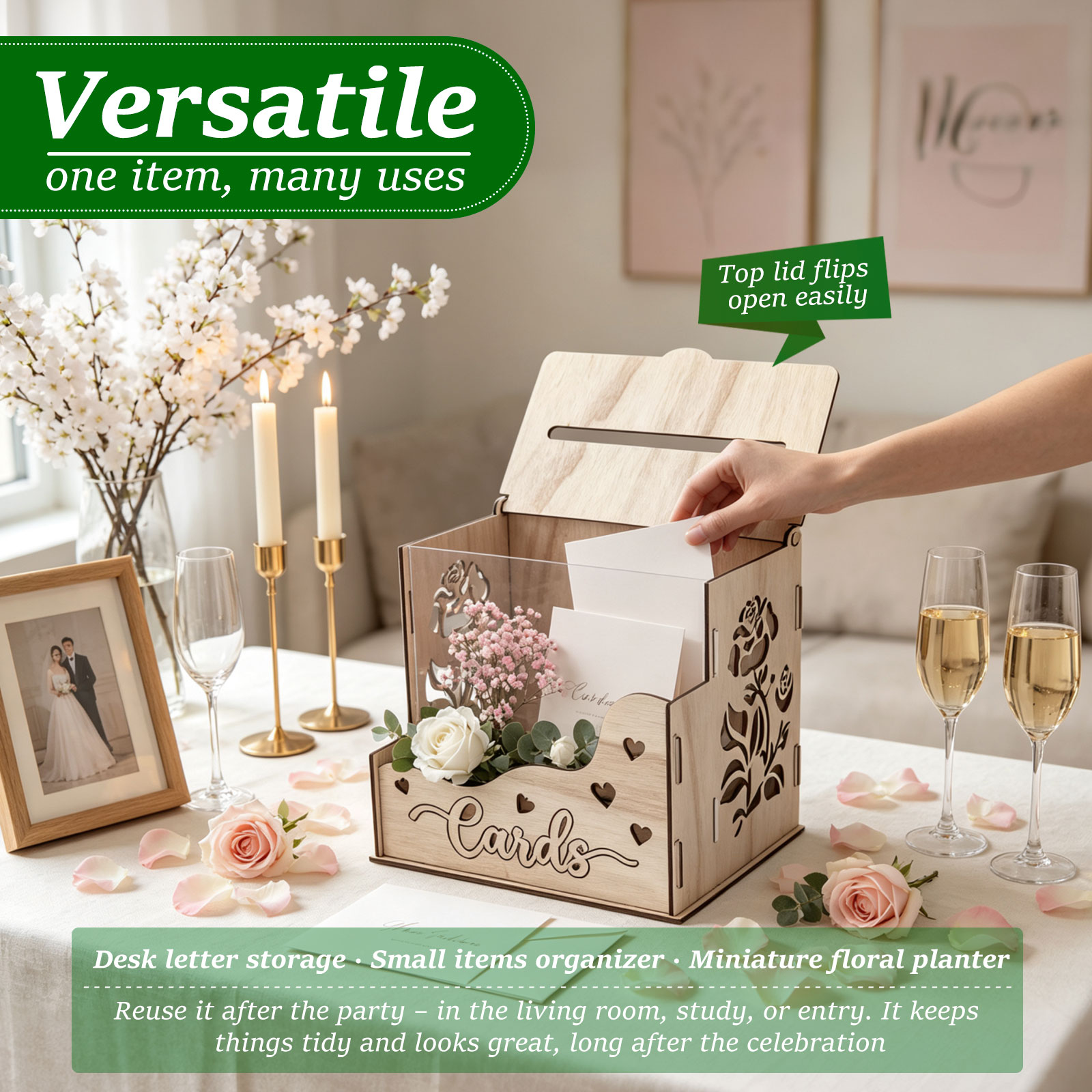 Wooden Party Card Box with Acr - Wedding Card Box recension och pris