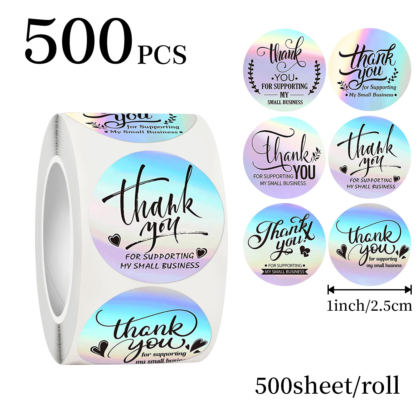 JCAC 500pcs/roll 1 Inch Hologr - Wedding Packaging recension och pris