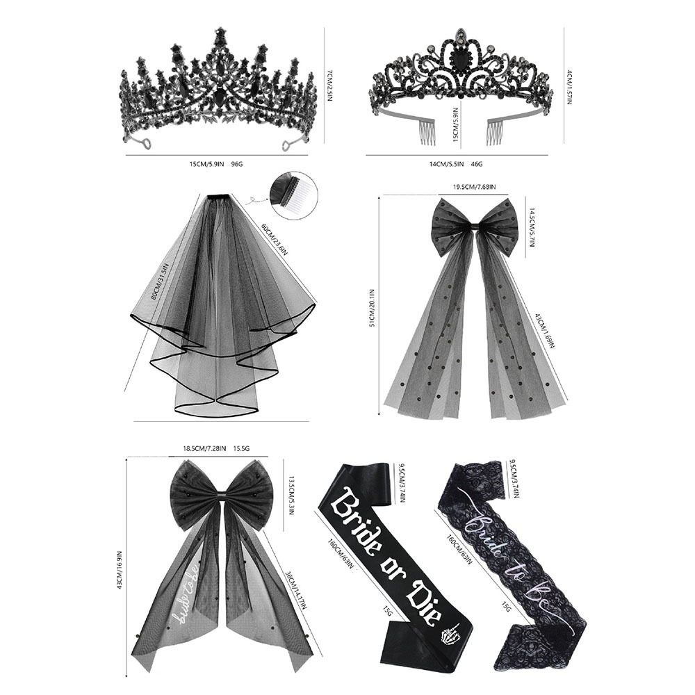 3pcs Gothic Black Bachelorette - Bride Tribe Sash recension och pris