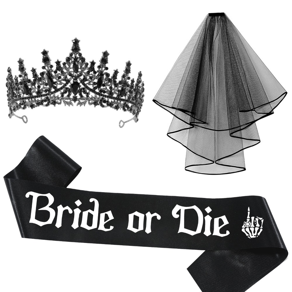 3pcs Gothic Black Bachelorette - Bride Tribe Sash recension och pris
