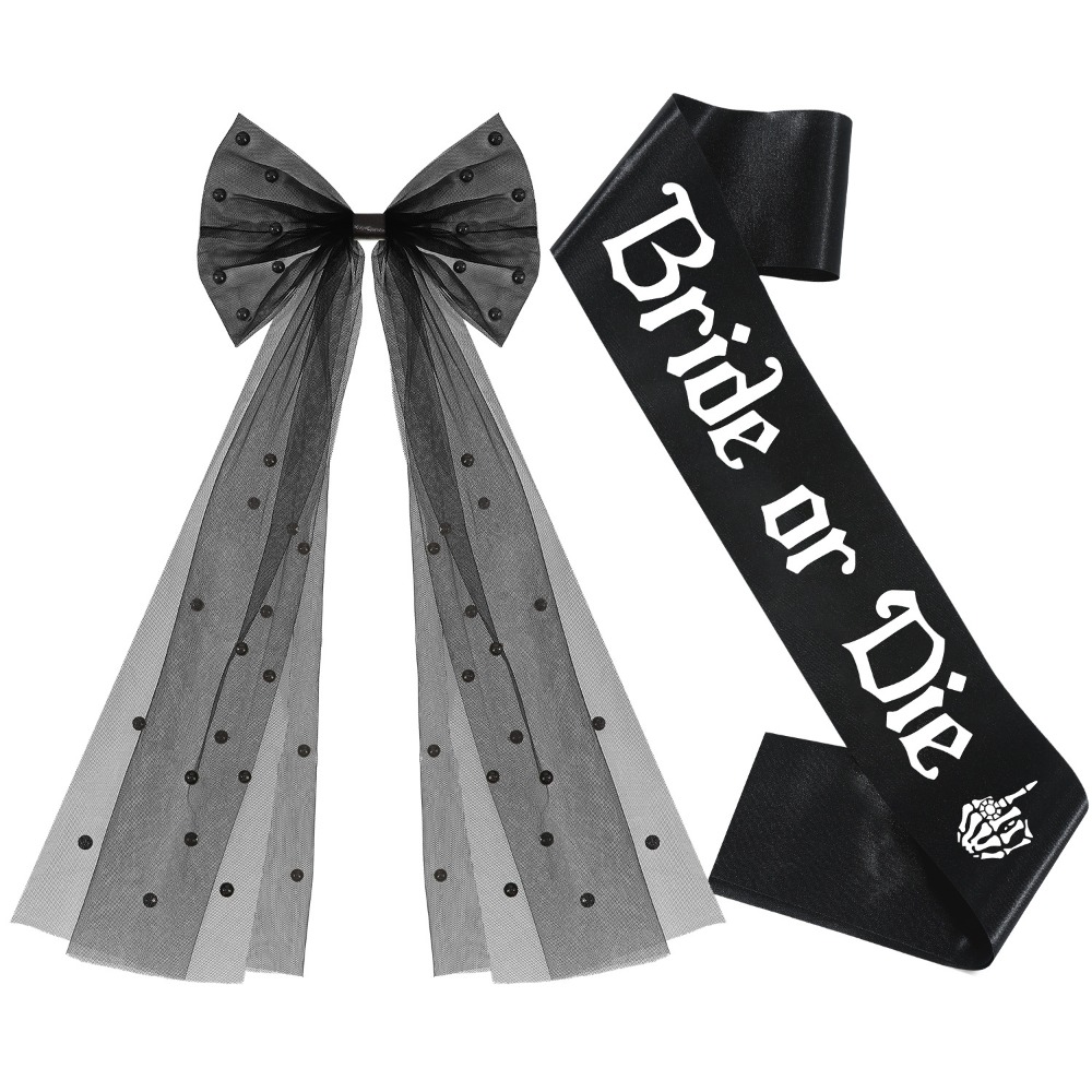 3pcs Gothic Black Bachelorette - Bride Tribe Sash recension och pris