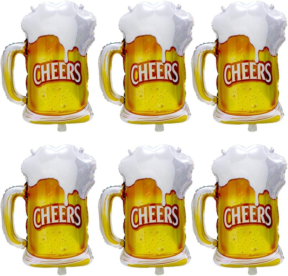 6pcs Cheers Beer Mug Balloons  - Wedding Alcohol Supply recension och pris