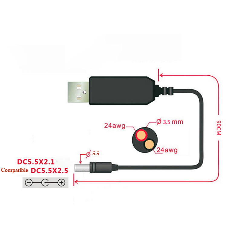 5V to 9V/12V USB Boost Cable S - Wedding Power Supply recension och pris