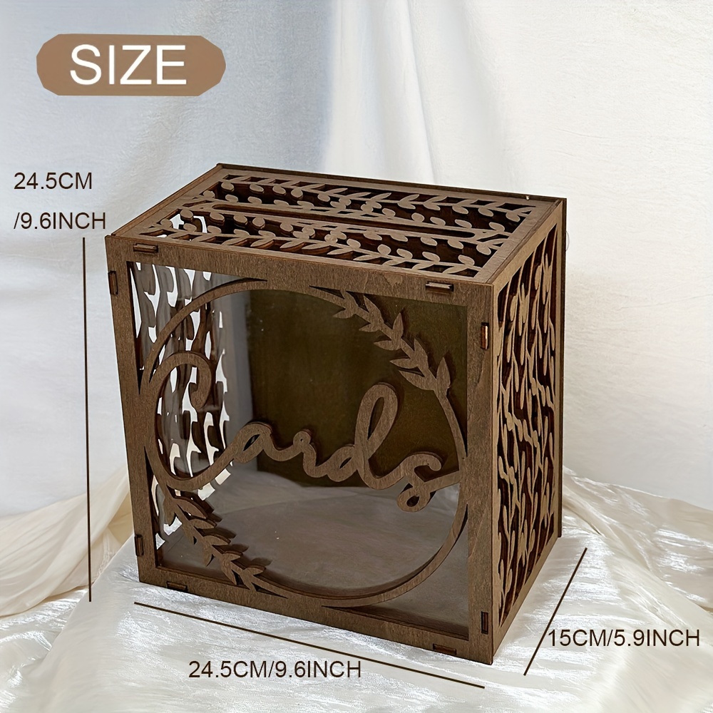 1pc Brown Wooden Wedding Card  - Wedding Card Box recension och pris