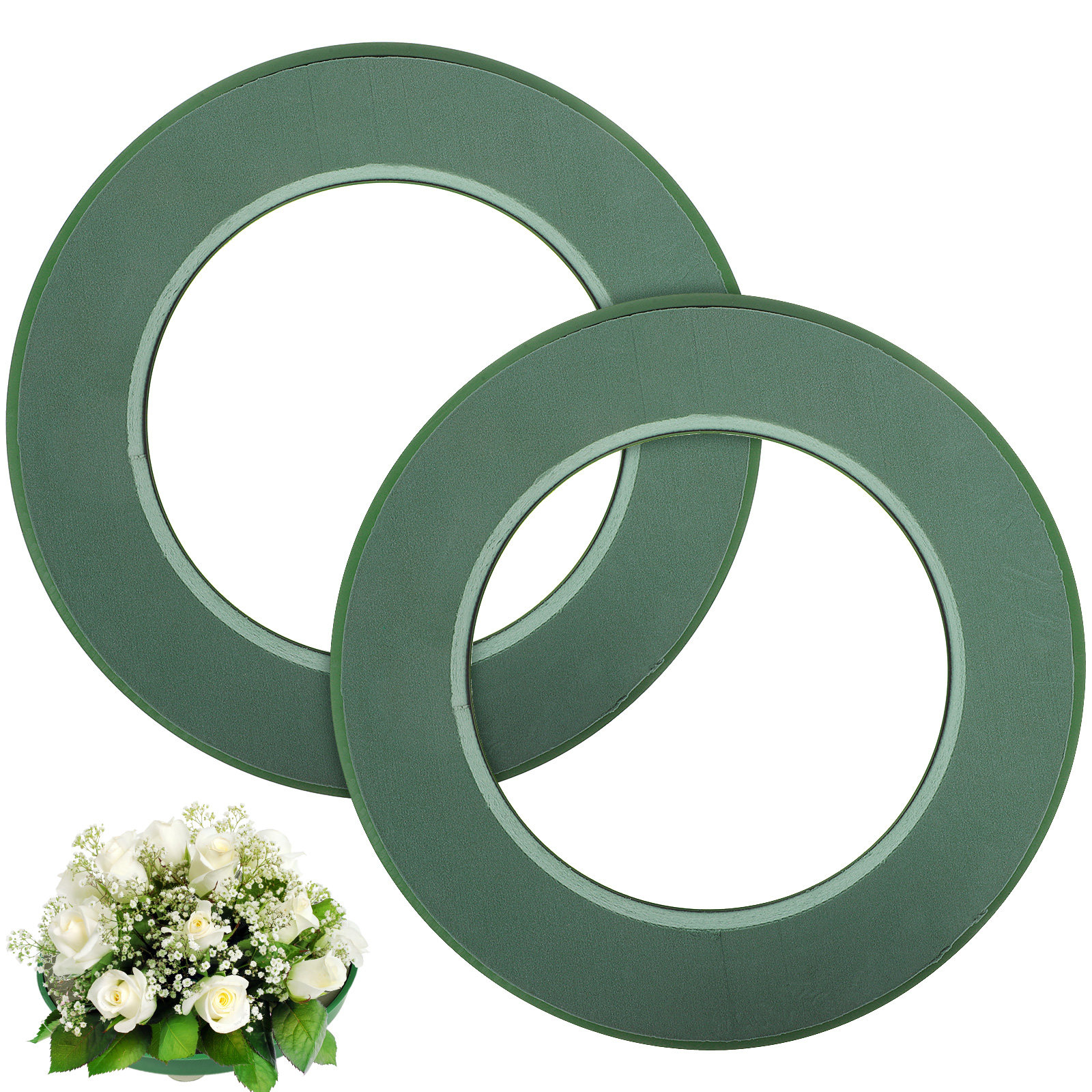2Pcs Floral Foam Wreath Green  - Wedding Floral Supply recension och pris