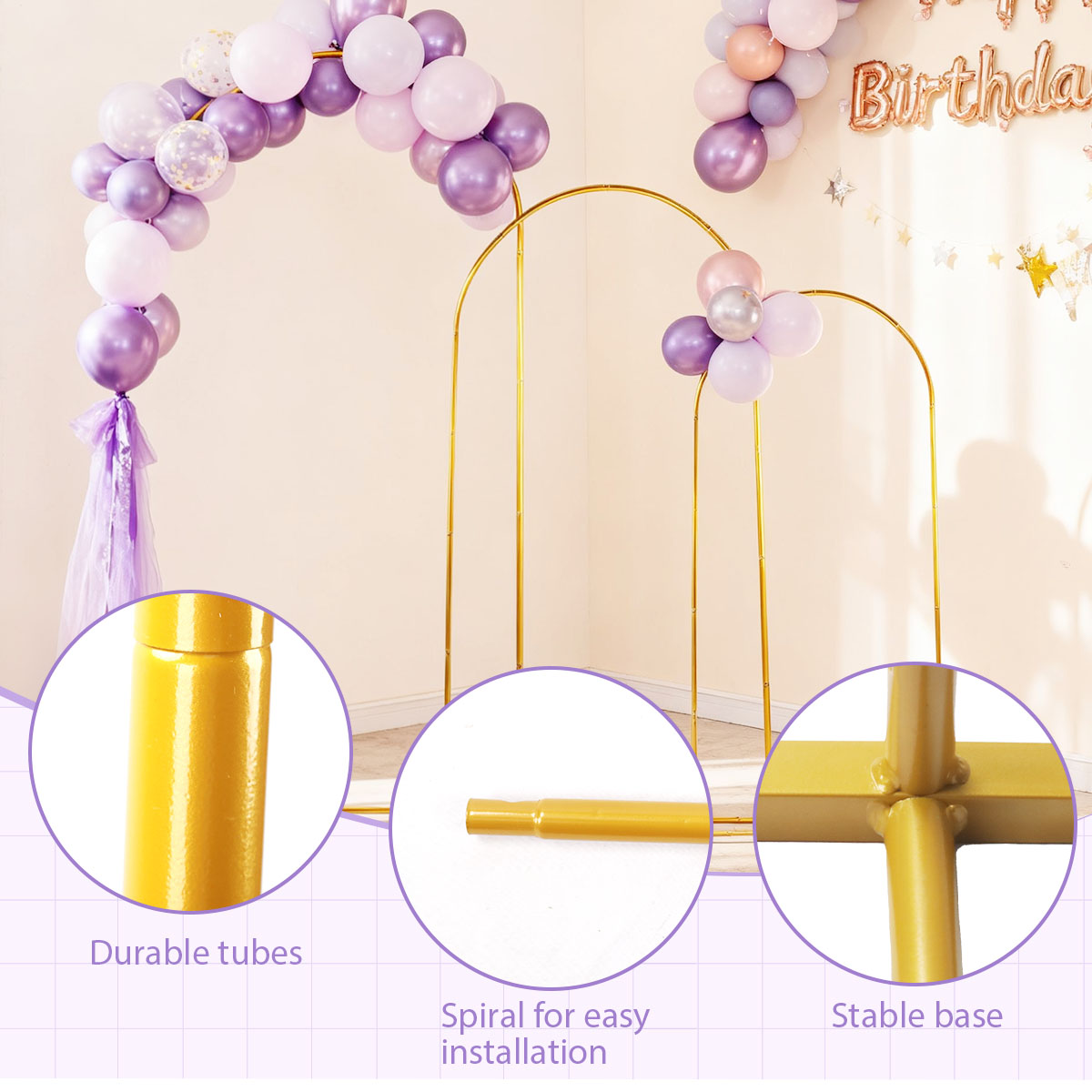 3Pack Golden Metal Arch Kits,  - Wedding Balloon Arch recension och pris
