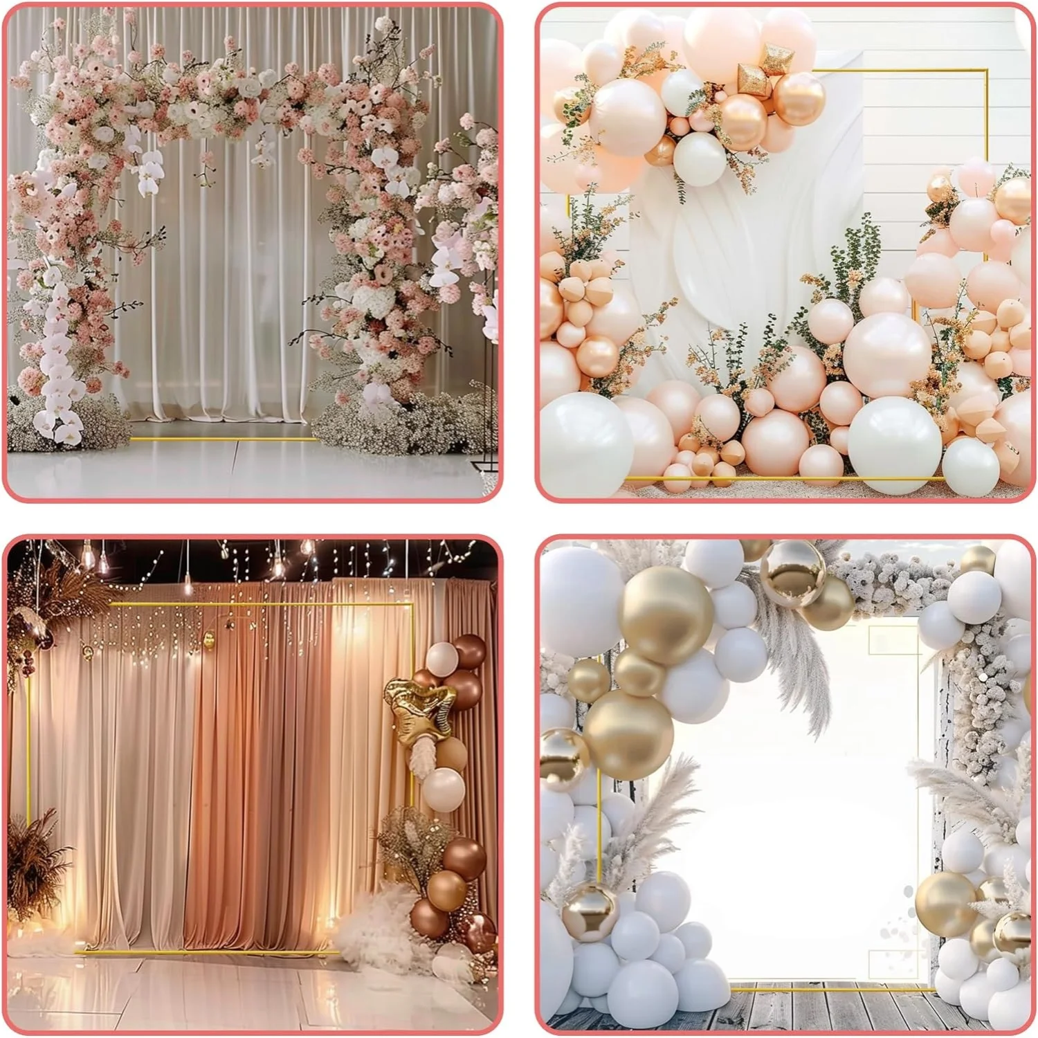 Gold Wedding Arches Square Bac - Wedding Balloon Arch recension och pris